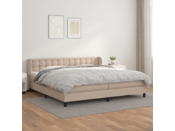 Vidaxl Cama Com Molas/colchão 200x200 Cm Couro Artificial Cappuccino