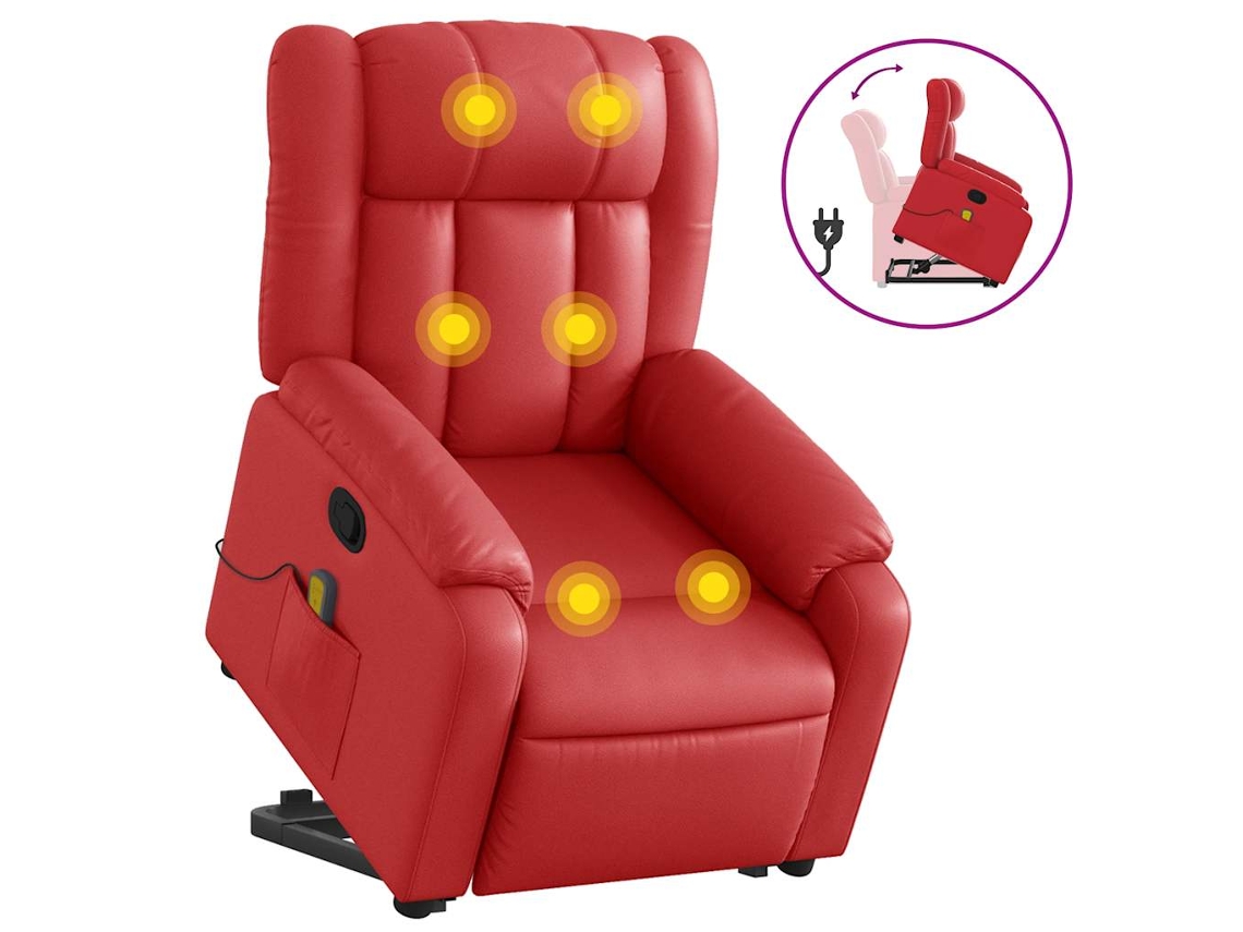 Poltrona Elevatória Vidaxl Vermelho Couro Artificial