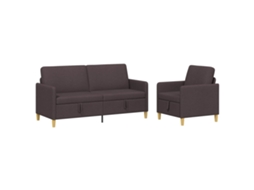 Conjunto de Sofá com Armazenamento 2 Pcs Marrom Escuro SYFAX