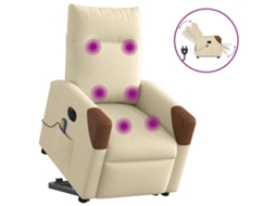 Vidaxl Poltrona Elétrica Elevatória Massagens Tecido Creme