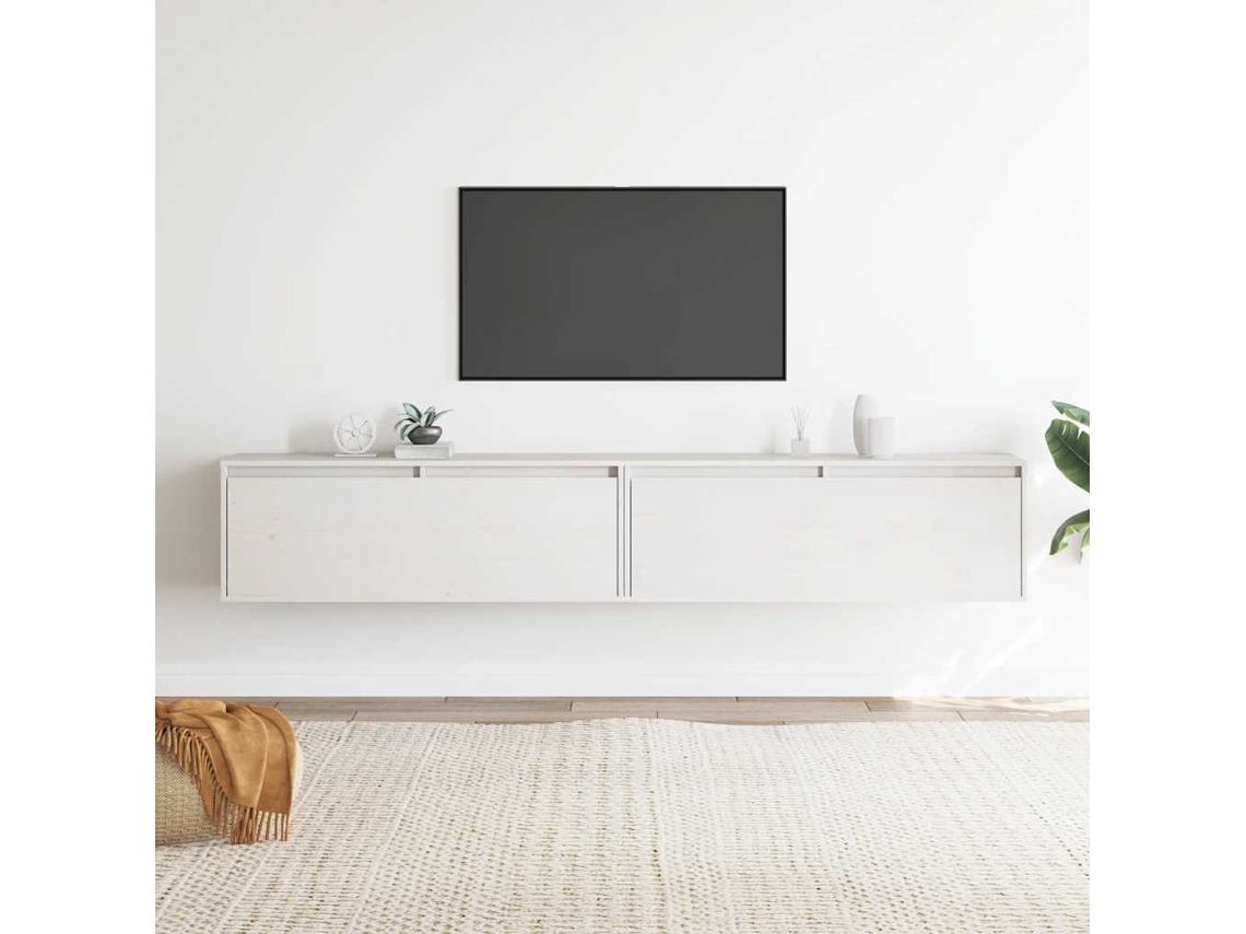 Vidaxl Armários De Parede 2 Pcs 100x30x35 Cm Pinho Maciço Branco