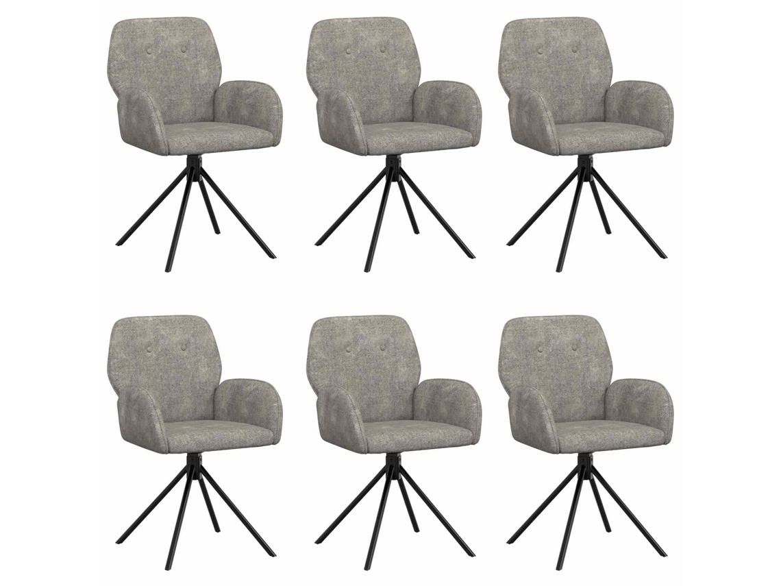 Conjunto 6 Cadeira De Jantar Vidaxl Cinzento-claro Camurça Sintética (54 X 55 X 86 Cm)