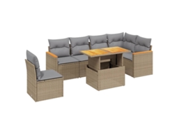 Conjunto de 7 Sofás para Jardim com Almofadões Vime Pe Bege MAISON EXCLUSIVE (7 pcs)
