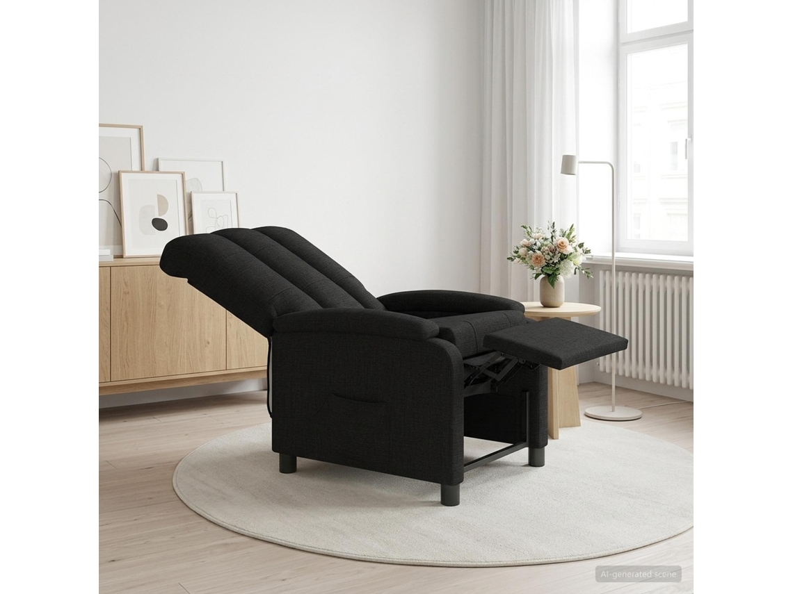 Vidaxl Recliner De Massagem Preto Tecido