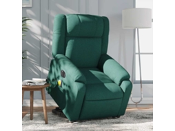 Vidaxl Poltrona Elétrica Elevatória Massagens Tecido Verde-escuro