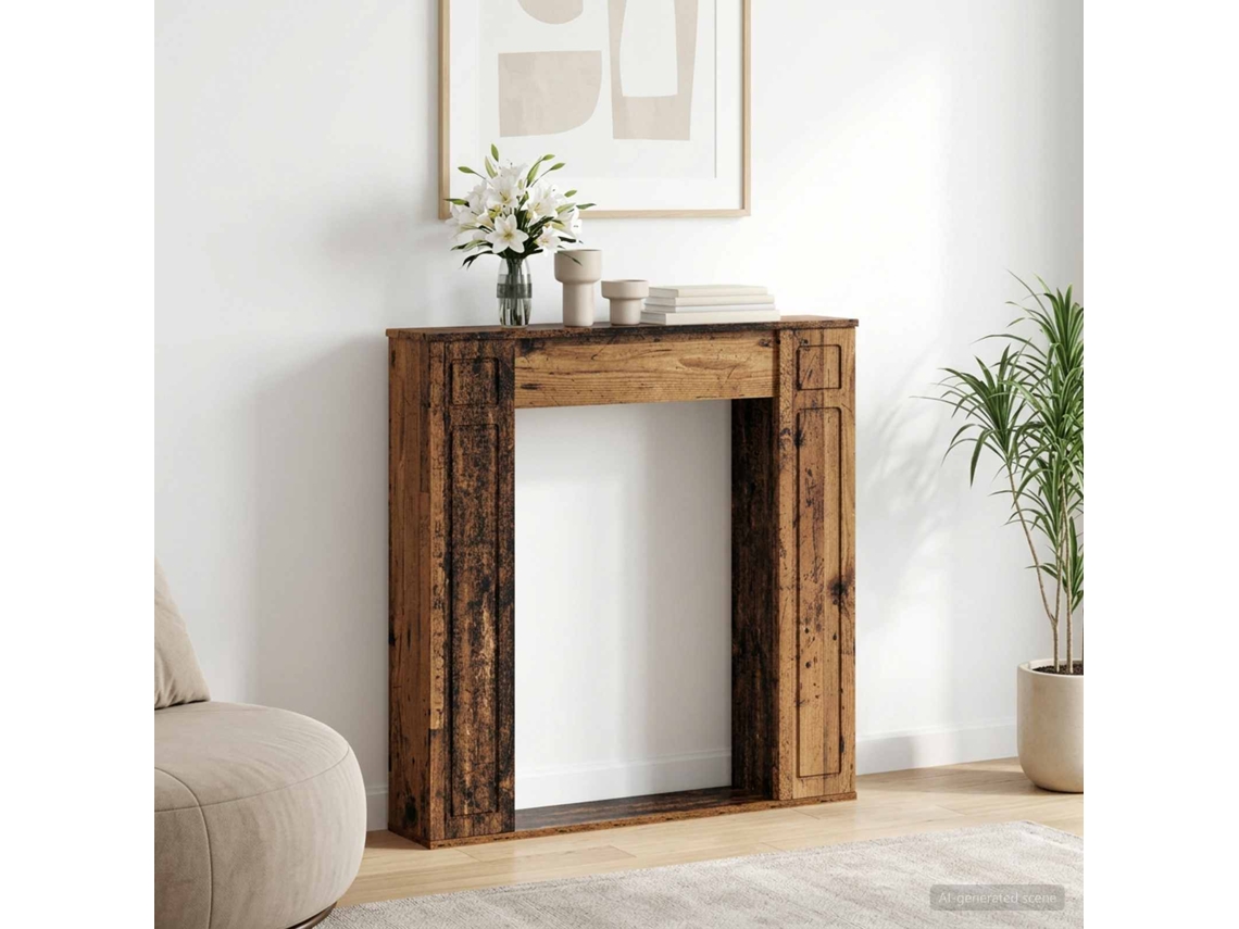 Vidaxl Moldura De Lareira Madeira Antiga 100 X 20 X 100 Cm