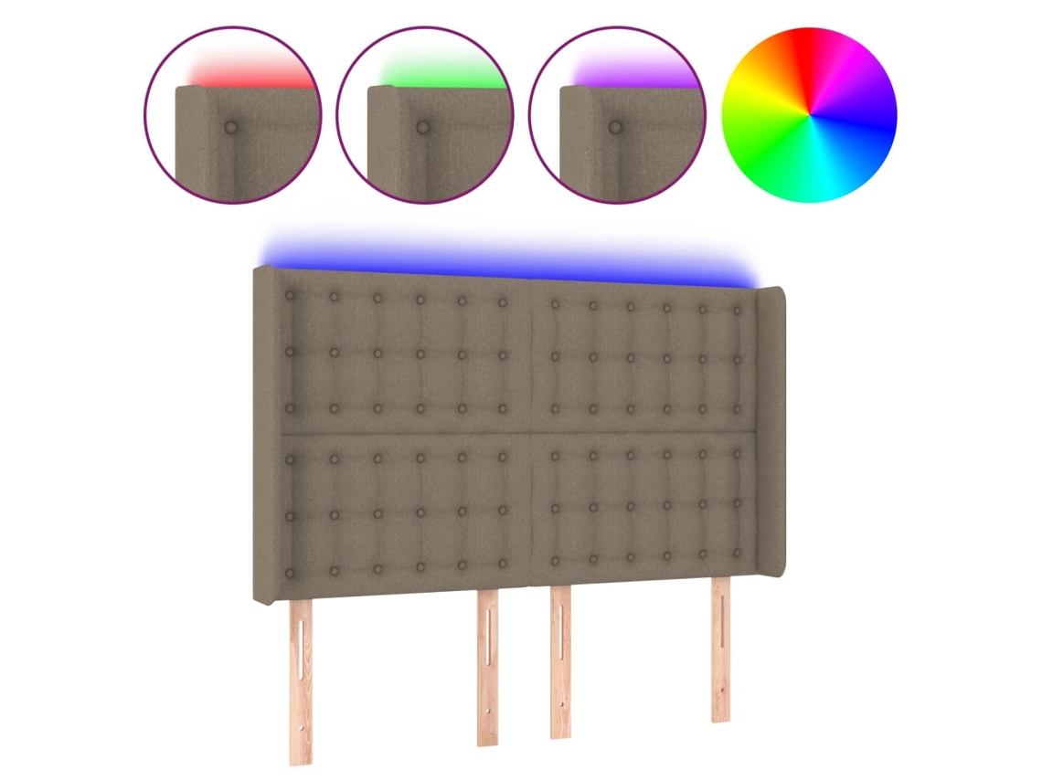 Cabeceira de Cama com Led Tecido Cinza Acastanhado MAISON EXCLUSIVE (147x16x118 cm)