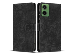 Capa De Celular De Couro Fosco Retrô Com Estampa De Mandala