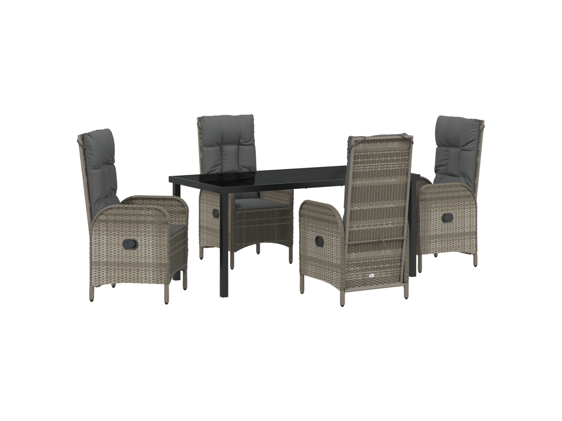 Conjunto 5 De Jantar De Jardim Vidaxl Cinza Polirattan