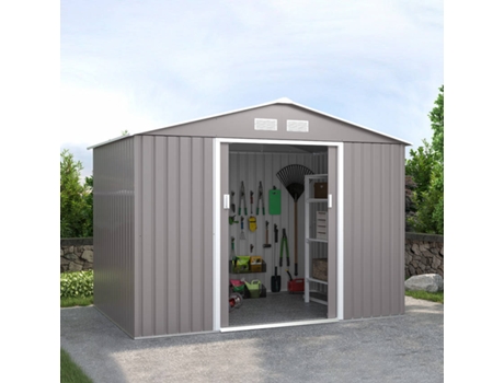 Caixa de Folha de Metal Cinza Sólido Resistente para Ferramentas de Armazenamento de Jardim Ortisei SOANA GARDEN SHED (277x191x202cm)