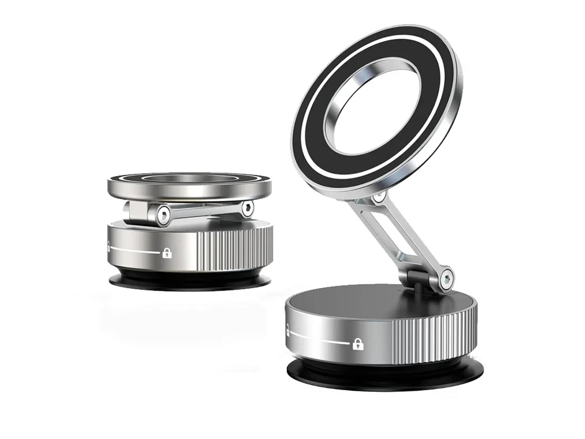 Suporte Magnético Super Resistente Para Celular, Dobrável, Ajustável Em 360°, Com Fixação Por Ventosa Para Carro, Mesa E Banheiro.