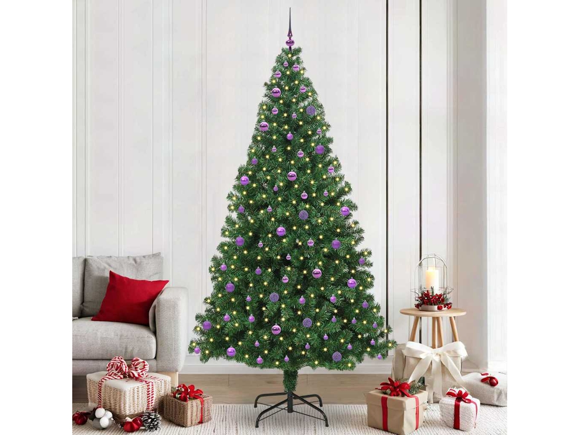 Vidaxl Árvore De Natal Artificial Verde 240 Cm Pvc, Aço E Plástico