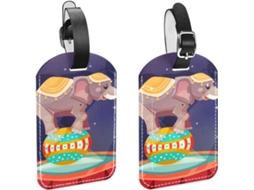 Conjunto De 2 Etiquetas Bagagem Em Couro Sintético Proteção Privacidade Circus Elephant