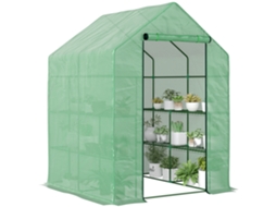 Estufa de Jardim com Prateleiras e Estrutura de Aço 143x138x190cm Verde S/MARCA