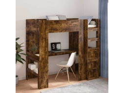 Vidaxl Estrutura De Cama Loft Com Mesa Carvalho Defumado 90 X 200 Cm