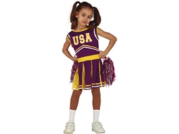 Fato de Menina DISFRAZZES Cheerleader Roxo E Amarelo (Tam: 3 a 4 anos)