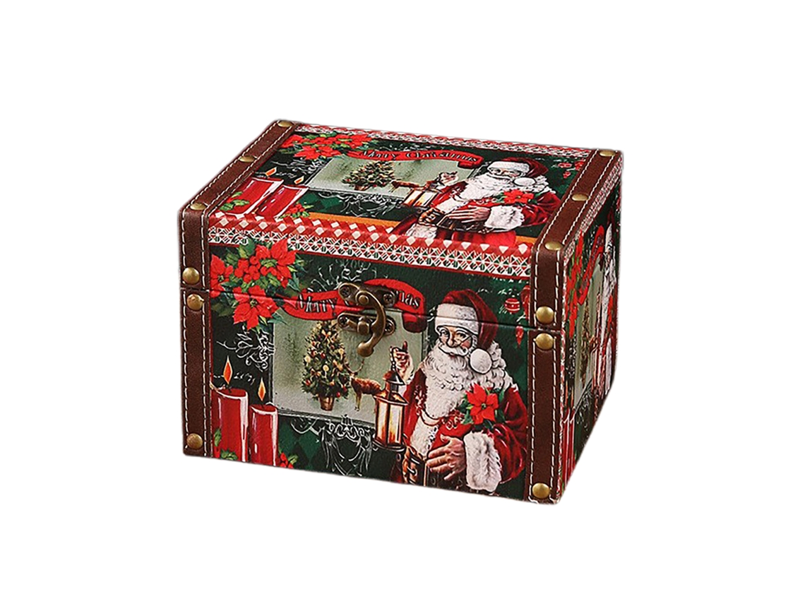 Caixa De Armazenamento (couro E Madeira) (presente De Natal) Eoocoo