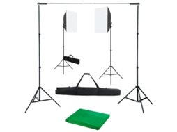 Vidaxl Kit De Estúdio Fotográfico Com Softbox De Iluminação E Fundo