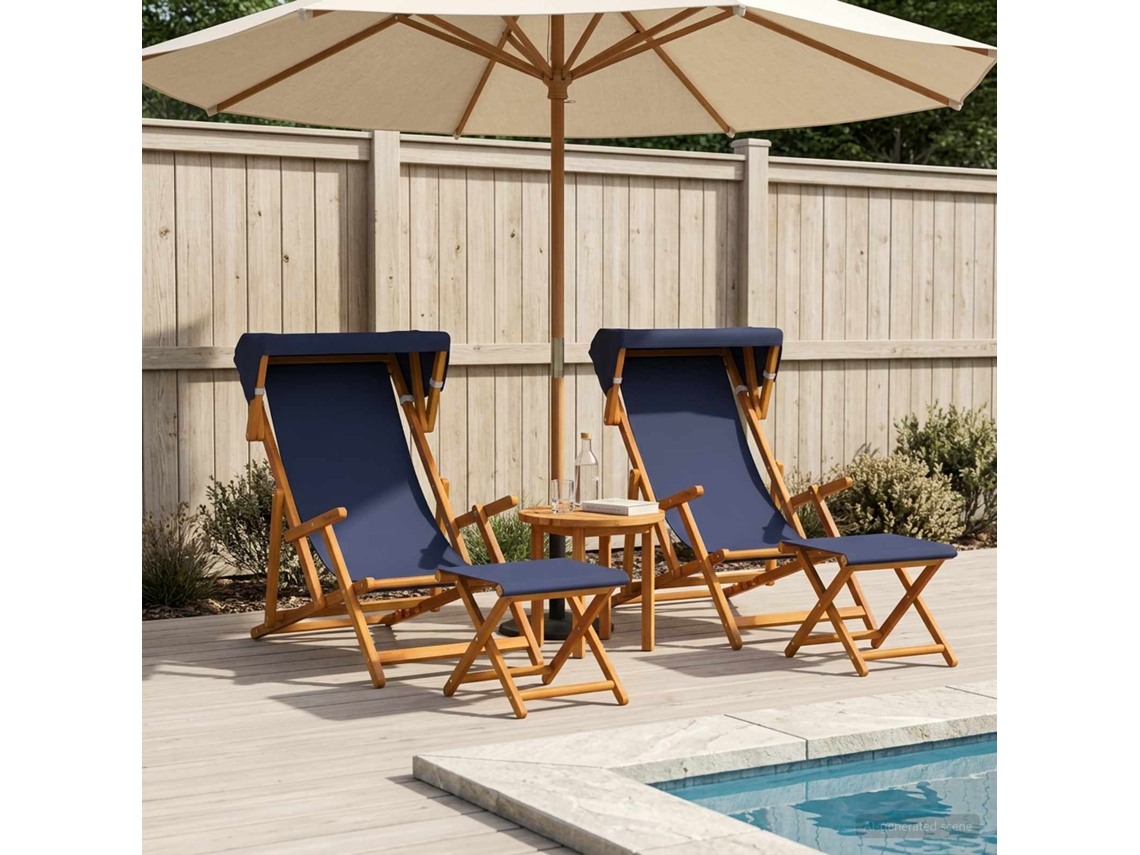Vidaxl Cadeira De Deck 4 Pcs 3 Posição Madeira Sólida De Eucalipto