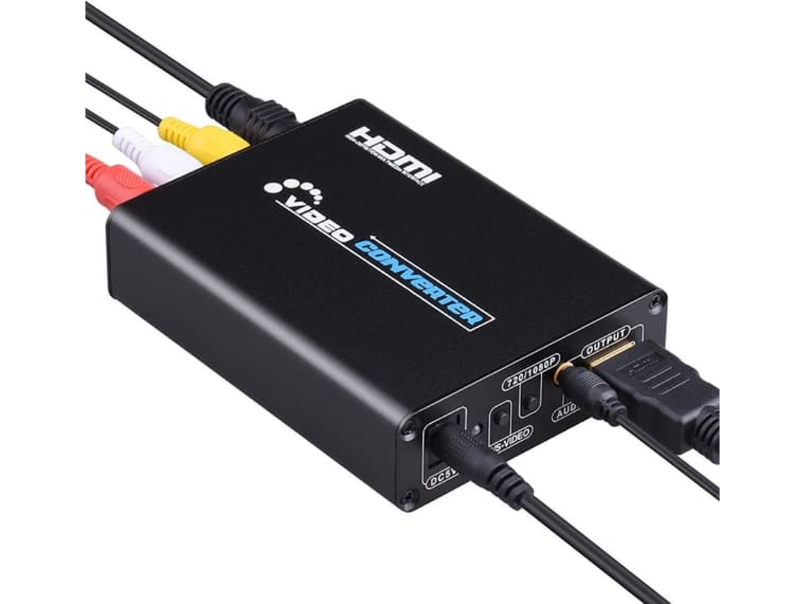 Conversor Av E S, Video Para Hdmi Preto