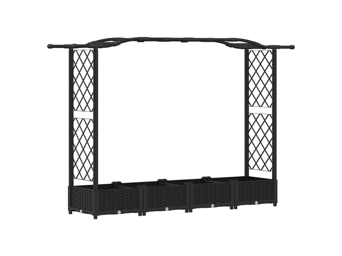 Vidaxl Cama Elevada Com Treliça E Telhado Preto 207 X 40 X 126 Cm Pp