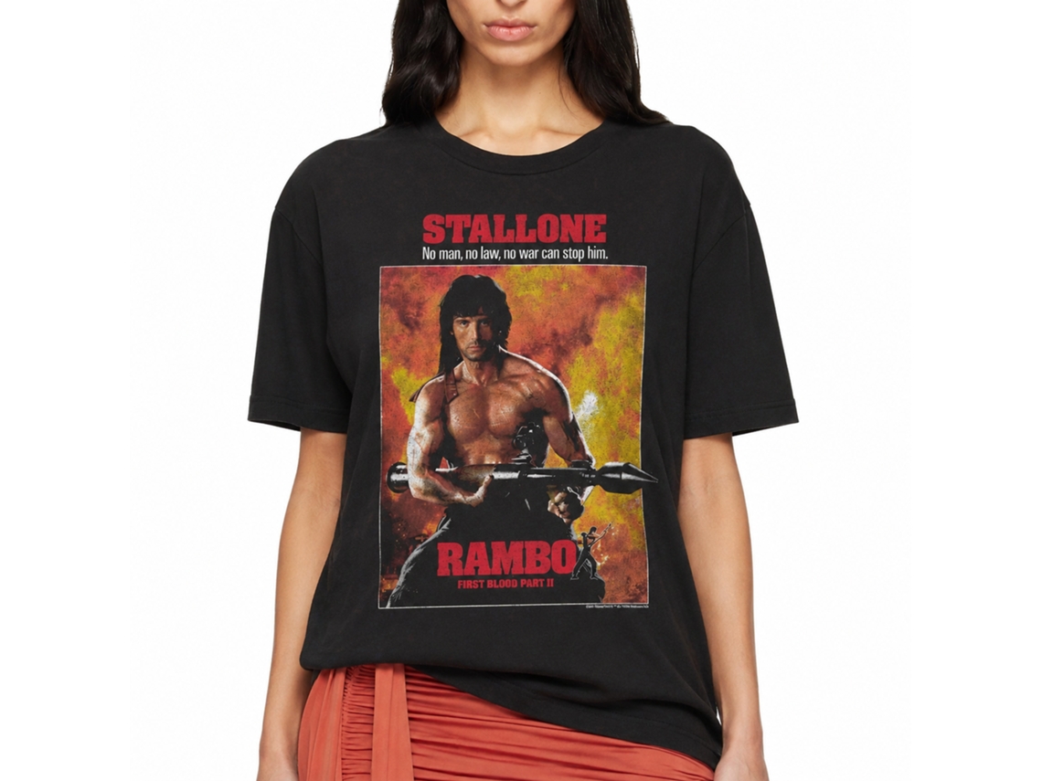 Rockinstone Rambo Movie Part Ii Black Adult T-shirt Size:l