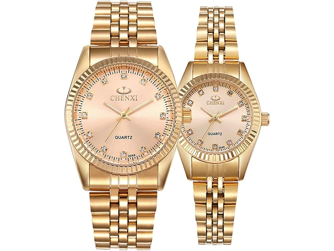 Lurelia Conjunto De Relógios Para Casal, Movimento De Quartzo, Analógico, Luminoso, Aço Inoxidável, Abs, Resistente À Água, Dourado