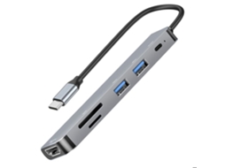 Hub Usb c para Hdtv 4k, 100w, Leitor de Cartão Sd/microsd Linq Cinza AQUAFORGE