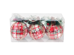 Conjunto de 3 Bolas de Natal Plástico Inquebrável | S/MARCA