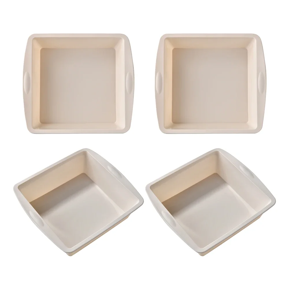 Forma Quadrada de Silicone para Bolo, Fácil de Desenformar, Adequada para Assar, Durável. MDUG (conjunto Branco de 4 Peças)