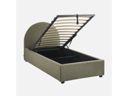 Cama Com Cabeceira Base Ripas Acabamento Sweeek Boucle Verde (102x104x206)