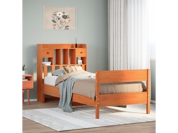 Cama C/ Estante Sem Colchão 100x200cm Pinho Maciço Castanho-mel
