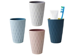 Nova Line copo de Banheiro 450ml, Design Estilo Escandinavo, Resistente, 4 Unidades (8×12×5cm)