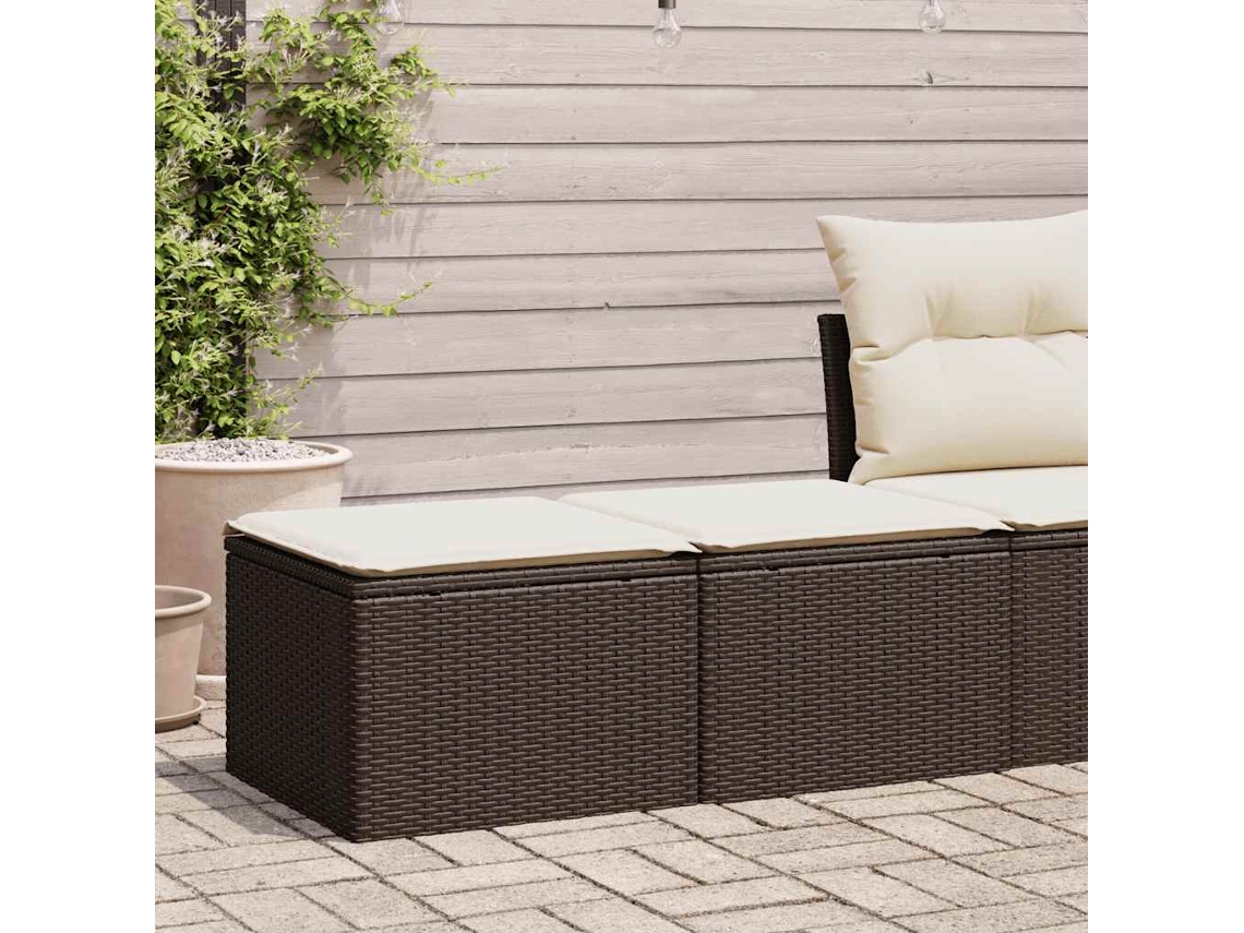 Conjunto de Móveis de Jardim HARLANV1 com sofás e almofadões em Vime e marrom