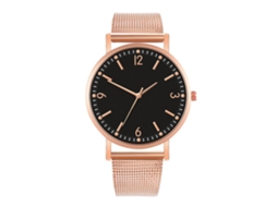 Reloj De Cuarzo Con Correa De Malla Estilo Casual Fashion Unisex (negro Oro Rosa)