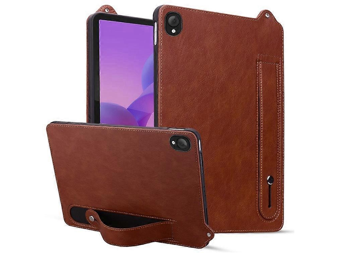 Capa De Couro Para Tablet Compatível Com Lenovo Tab K10c / Tab E10c Com Alça De Mão E Suporte.