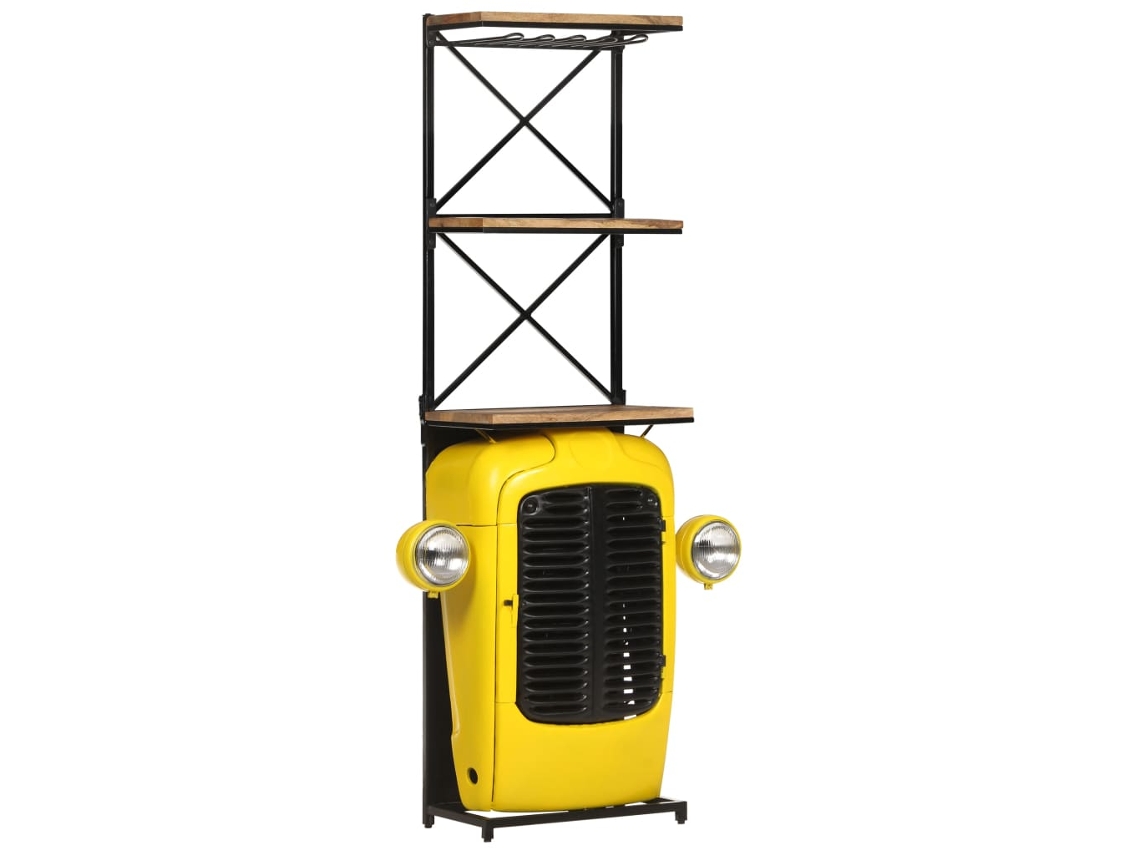 Vidaxl Garrafeira Trator 49x31x172 Cm Madeira Mangueira Maciça Amarelo