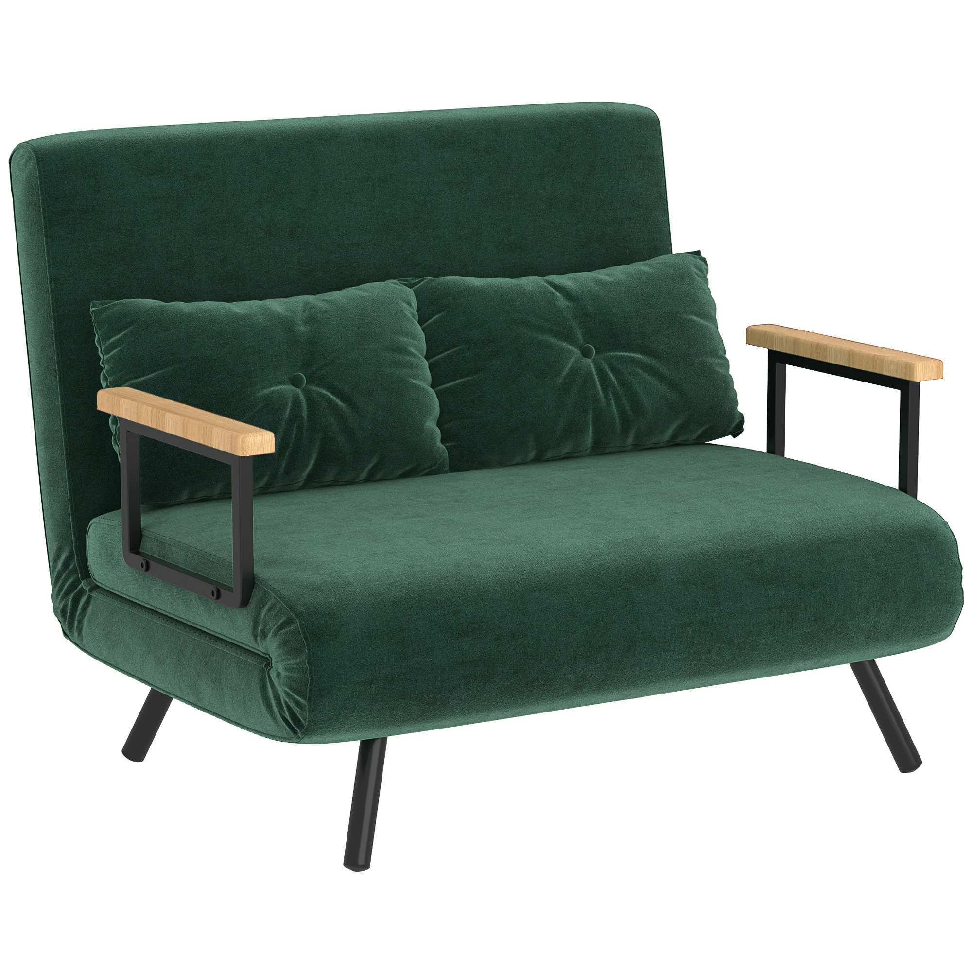 Cama 4 em 1, conversível em sofá, com encosto dobrável, travesseiros ajustáveis, 102x73x81 cm verde S/MARCA