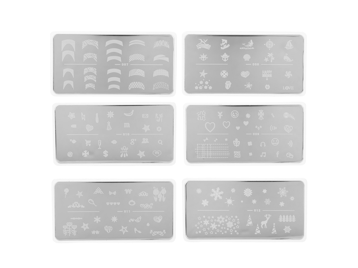 2026altiro-set De 6 Placas De Estampado De Uñas De Acero Inoxidable, Plantillas Rectangulares