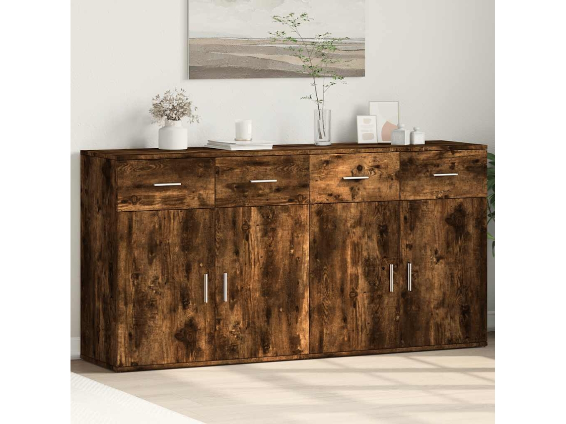 Vidaxl Aparadores 2 Pcs 79x38x80 Cm Derivados Madeira Carvalho Fumado