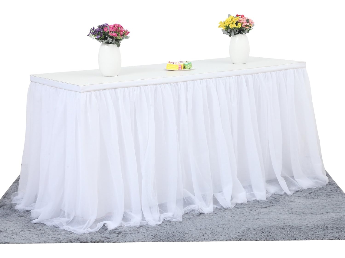 Saia de Mesa em Tule, Toalha de Mesa com Saia Volumosa DUREFORWARD