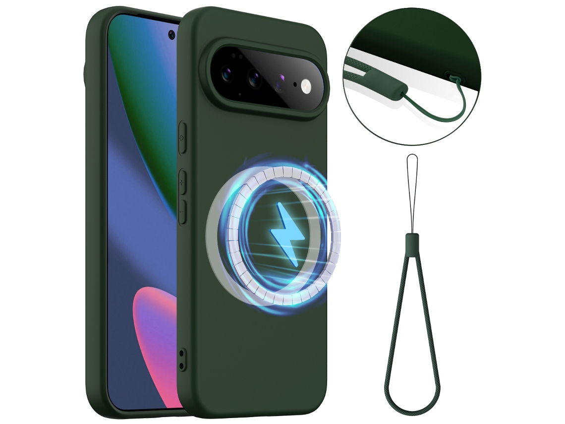 Capa De Silicone Hibbent Para Google Pixel 11 Pro (verde Escuro)