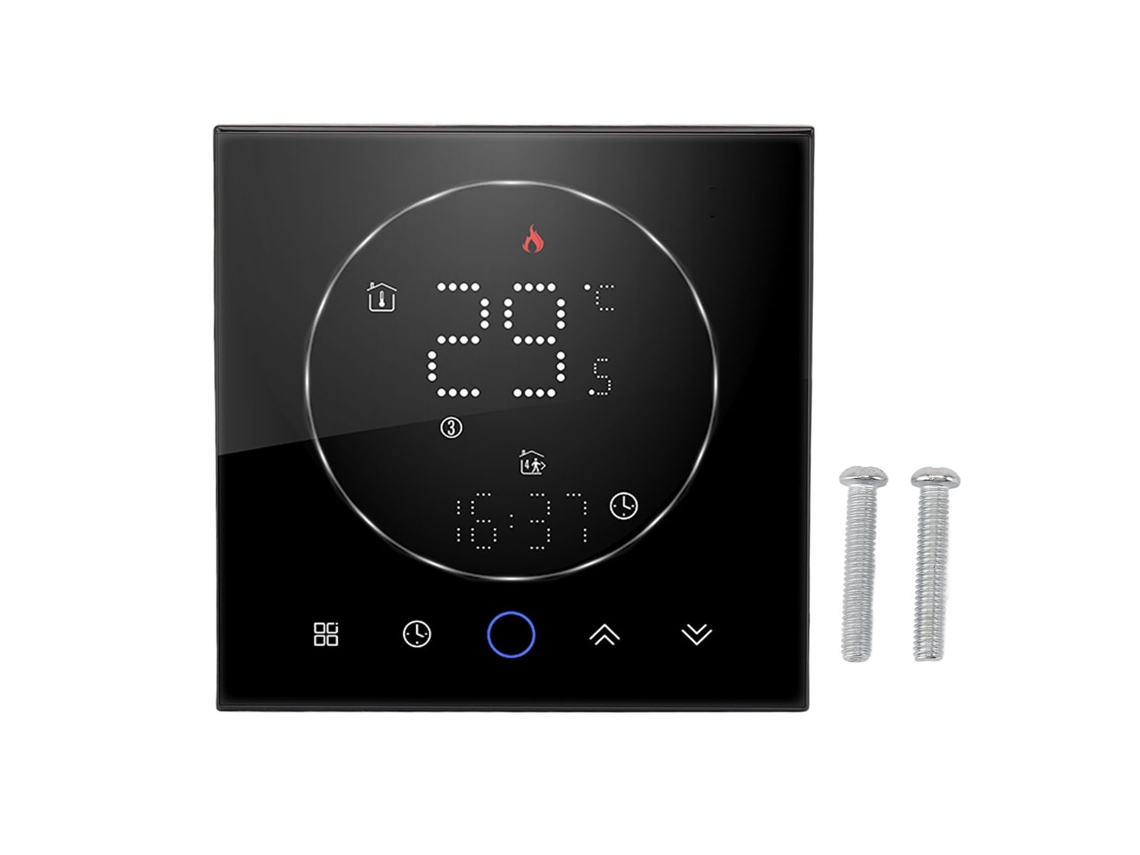 Termostato Inteligente Sem Fio Programável, Tela Led, Preciso, de Parede, Ac95 240v, Preto, Quadrado | S/MARCA
