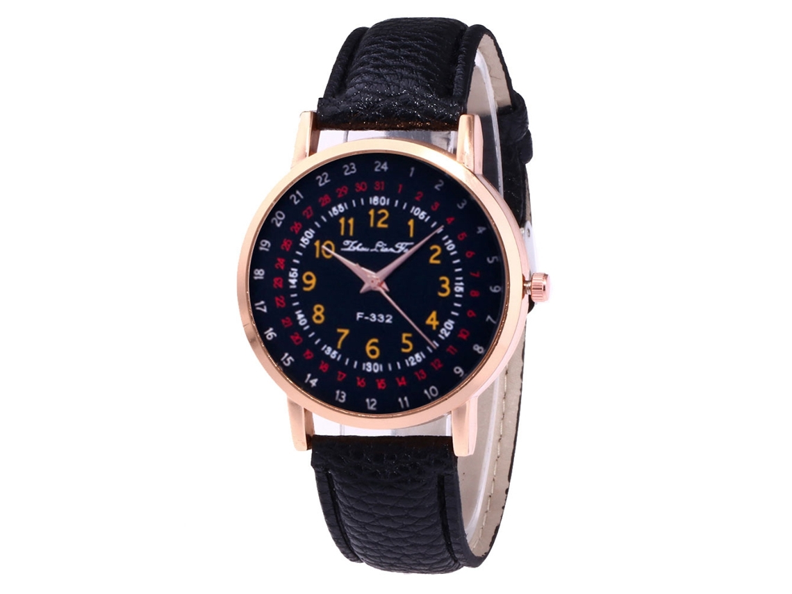 Relógio analógico de quartzo masculino Zhoulianfa com pulseira de couro PU (preto)