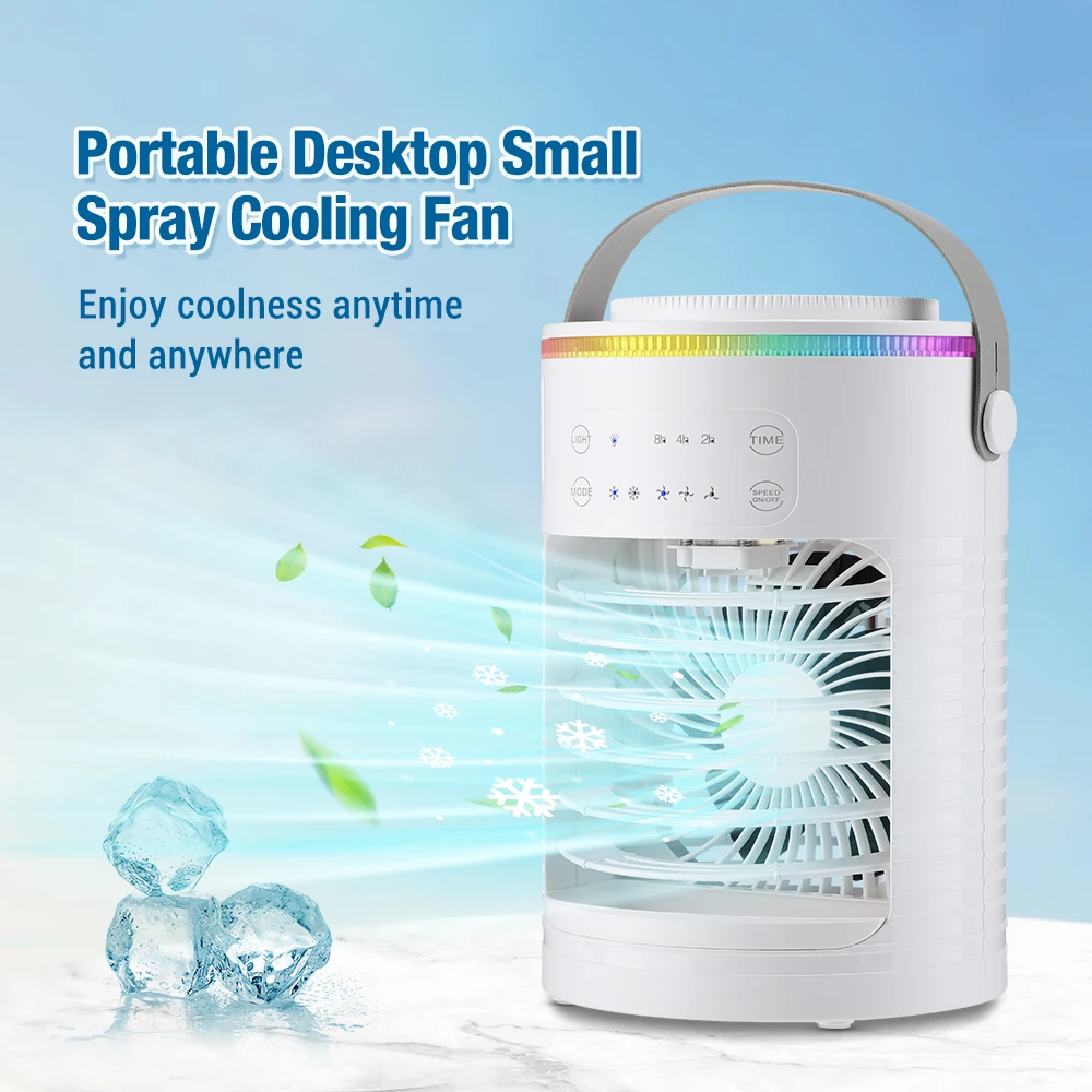 Refrigerador De Ar Portátil, Ventilador De Mesa Com Temporizador, Ideal Para Escritórios E Residências.