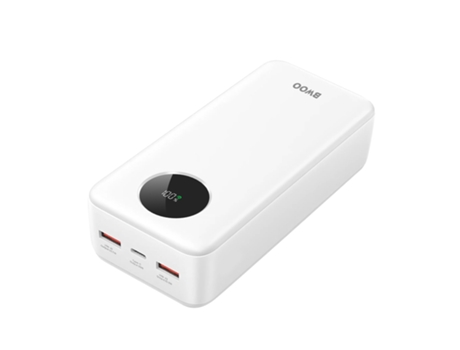 Bateria Externa 30000mah Usb-c 2xusb Lcd Bwoo Branca Branco