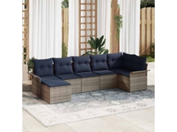 Vidaxl Conjunto De Sofá De Jardim Cinzeto Vime Pe