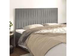 Cabecero de terciopelo de 4 piezas 90x5x78/88 cm gris claro