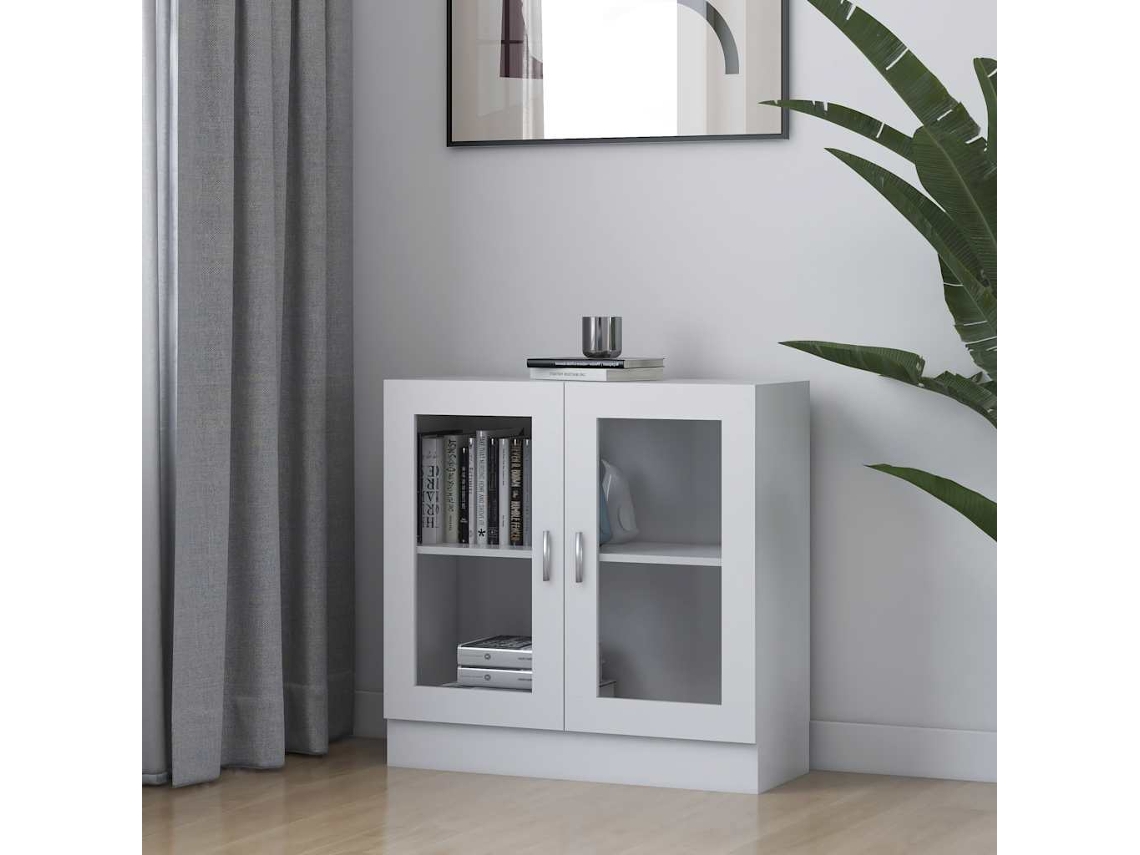 Vidaxl Armário Vitrine 82,5x30,5x80 Cm Derivados De Madeira Branco