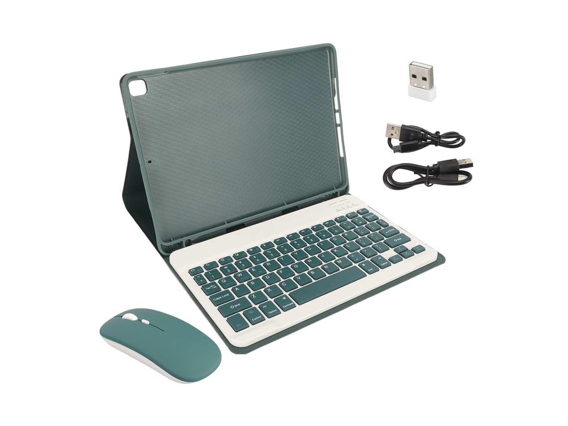 Capa Com Teclado Bluetooth Para Tablet, Cor Verde, Compatível Com Ipad, Com Rato, Magnético